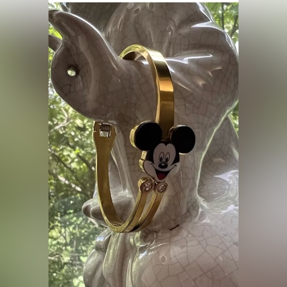 Disney Mickey Mouse Gold Silver Charm Bracelet Disney Cuff Bangle womens gifts - Picture 3 of 10